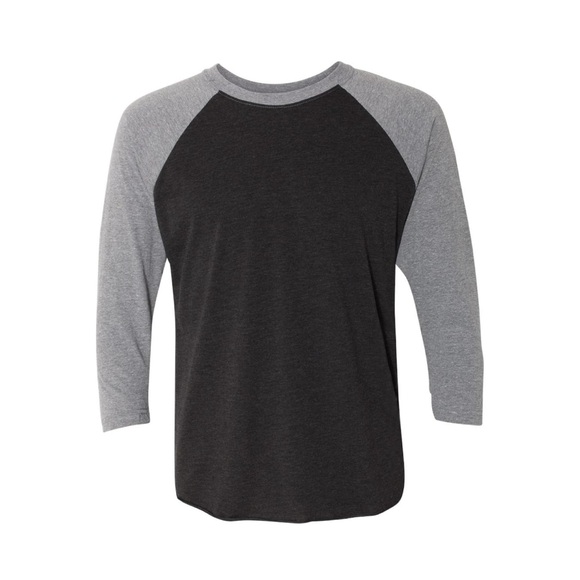 Next Level Apparel Black dark charcoal 3/4 Long Sleeve Tee xs - Picture 3 of 3